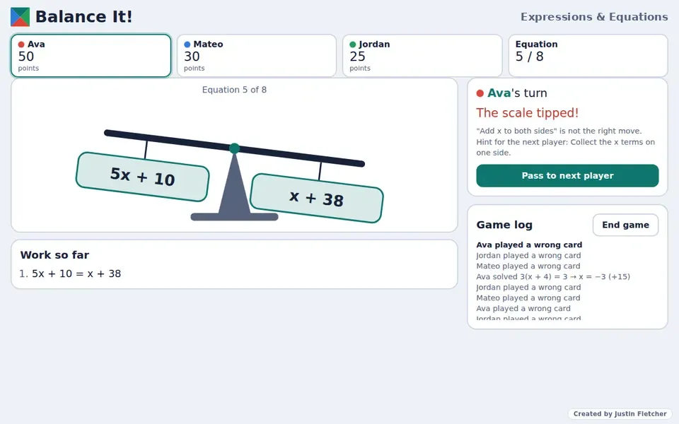 Screenshot of Balance It! in the middle of a game
