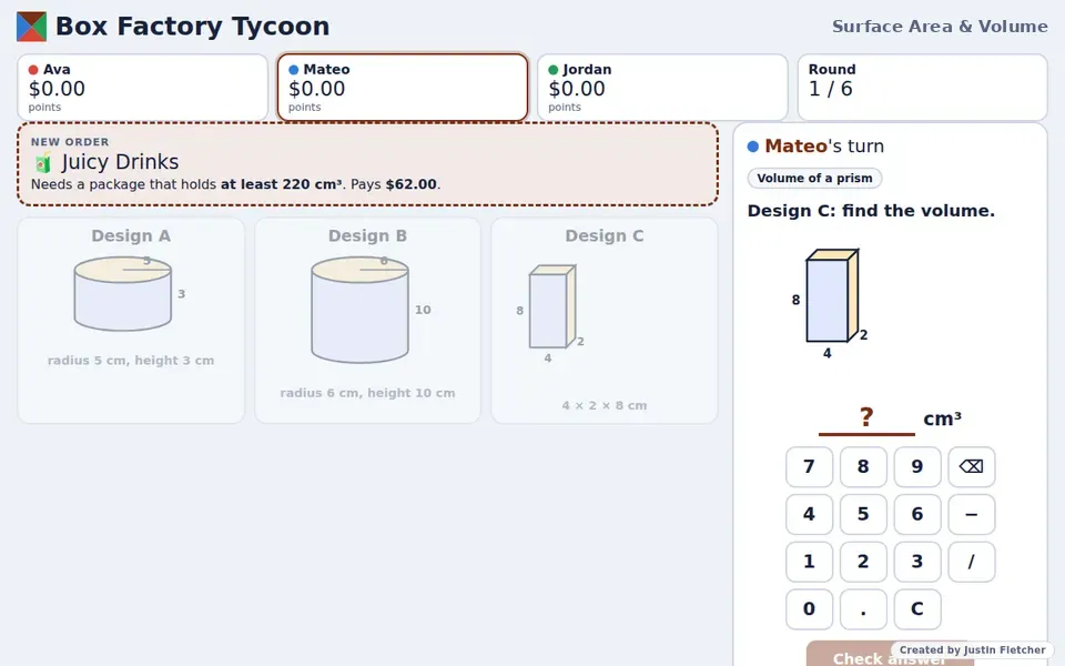 Screenshot of Box Factory Tycoon in the middle of a game