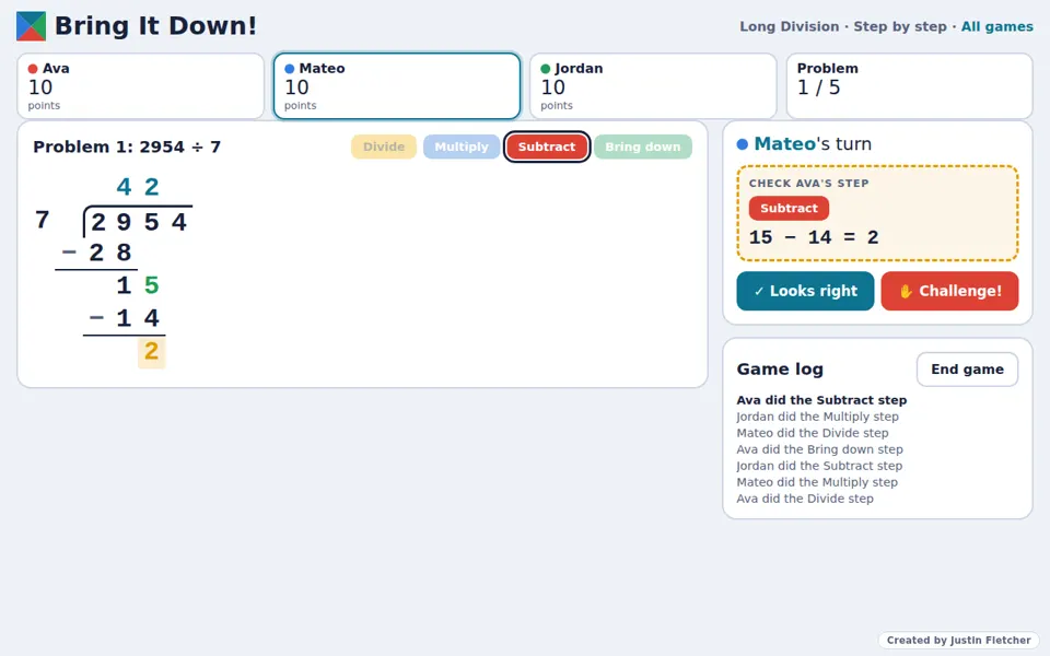 Screenshot of Bring It Down! in the middle of a game