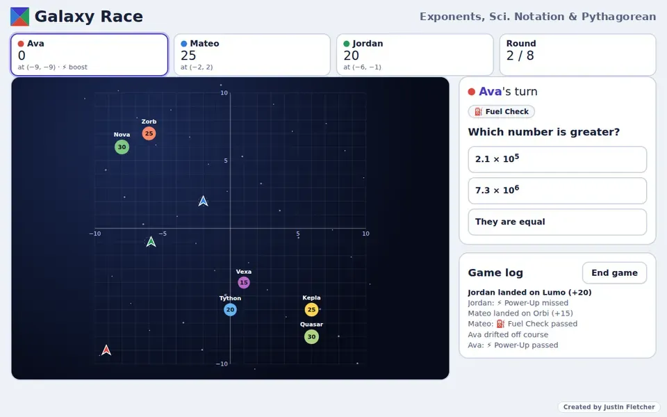 Screenshot of Galaxy Race in the middle of a game