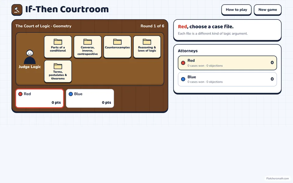 Screenshot of If-Then Courtroom in the middle of a game