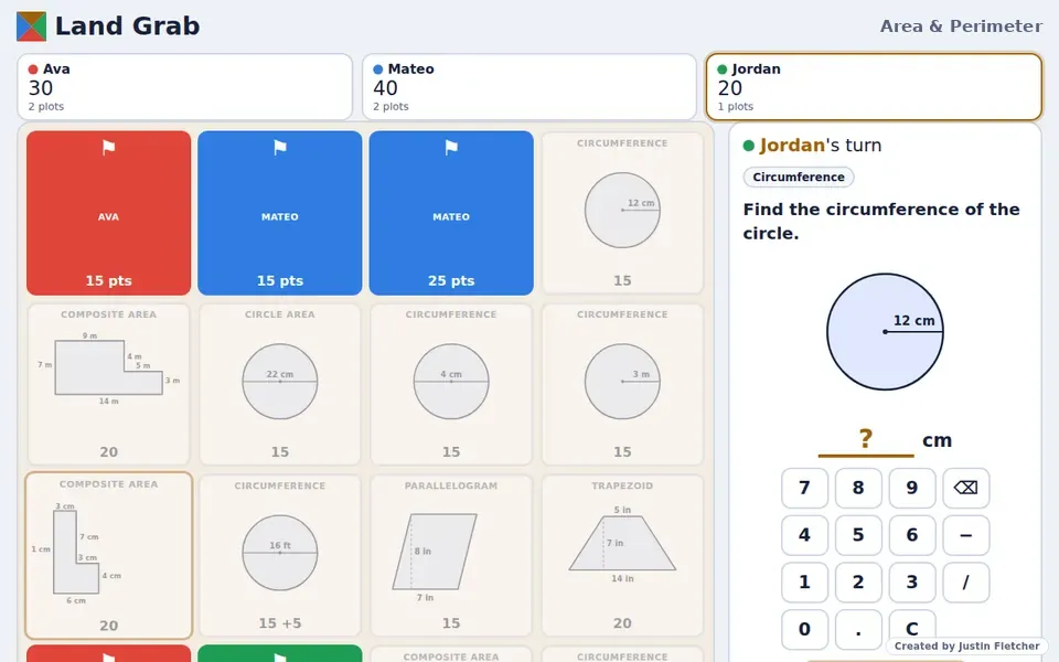 Screenshot of Land Grab in the middle of a game