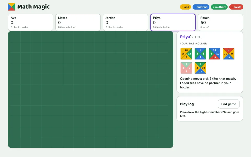 Screenshot of Math Magic in the middle of a game