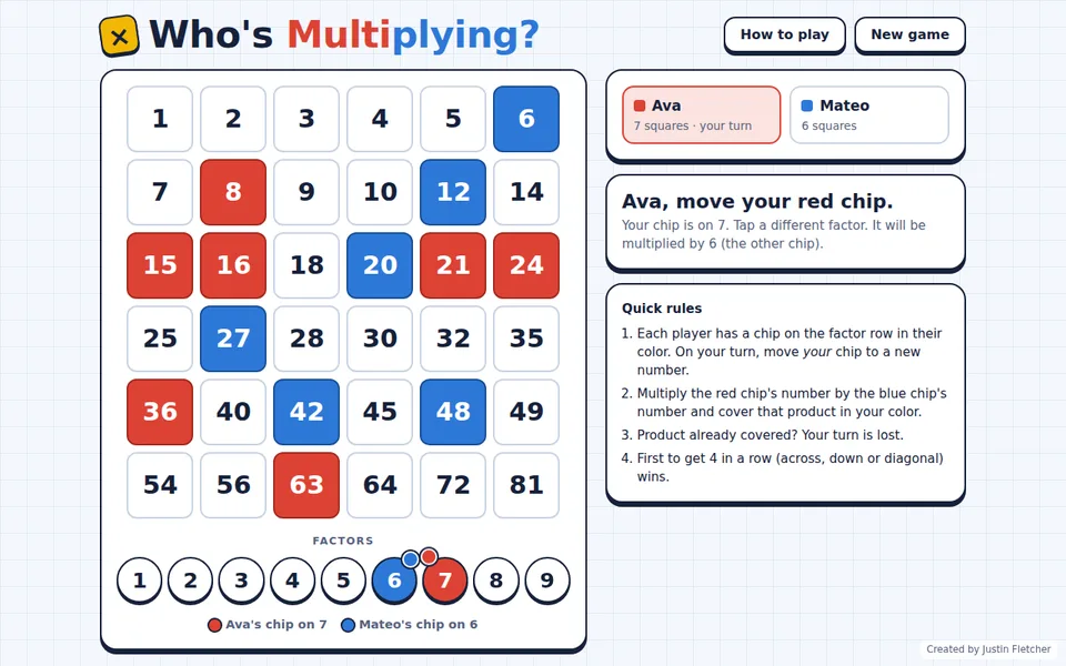 Screenshot of Who's Multiplying? in the middle of a game